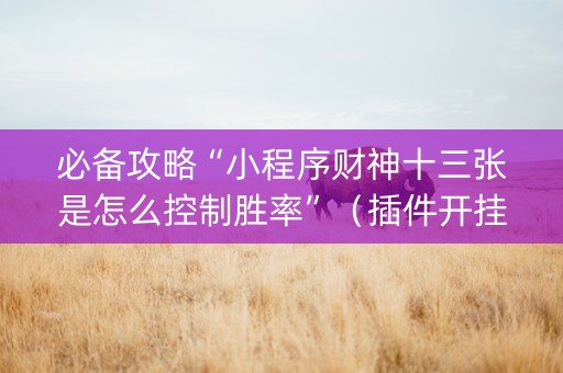 必备攻略“小程序财神十三张是怎么控制胜率”（插件开挂免费AI)