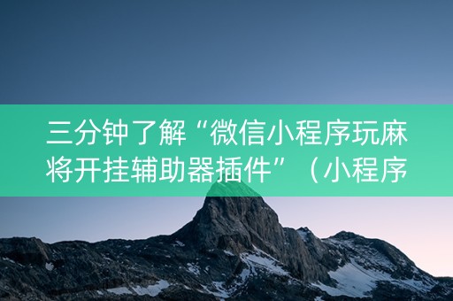 三分钟了解“微信小程序玩麻将开挂辅助器插件”（小程序控牌器)
