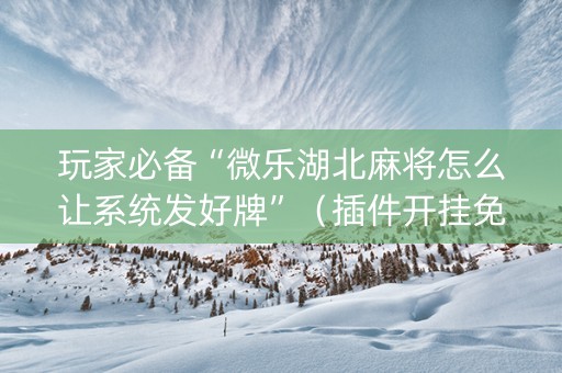玩家必备“微乐湖北麻将怎么让系统发好牌”（插件开挂免费AI)