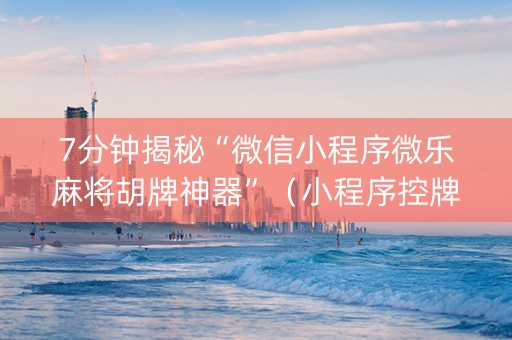 7分钟揭秘“微信小程序微乐麻将胡牌神器”（小程序控牌器)
