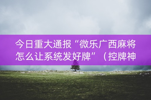 今日重大通报“微乐广西麻将怎么让系统发好牌”（控牌神器)