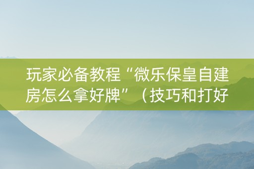 玩家必备教程“微乐保皇自建房怎么拿好牌”（技巧和打好牌方法)