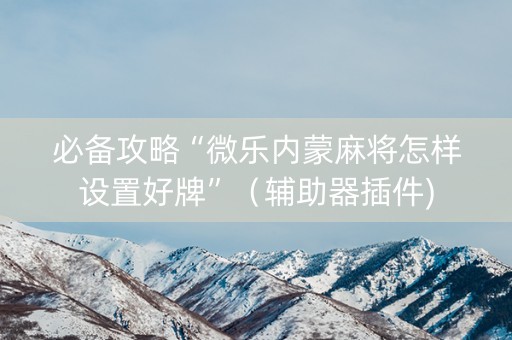 必备攻略“微乐内蒙麻将怎样设置好牌”（辅助器插件)