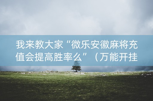 我来教大家“微乐安徽麻将充值会提高胜率么”（万能开挂器)