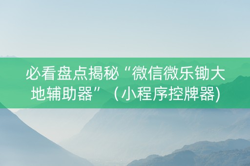 必看盘点揭秘“微信微乐锄大地辅助器”（小程序控牌器)