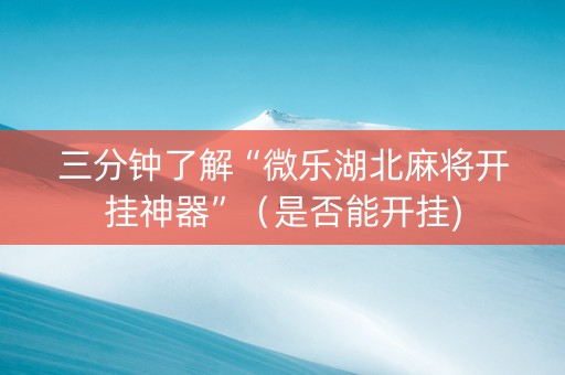 三分钟了解“微乐湖北麻将开挂神器”（是否能开挂)