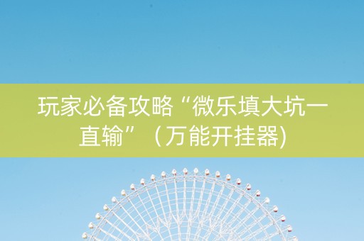 玩家必备攻略“微乐填大坑一直输”（万能开挂器)