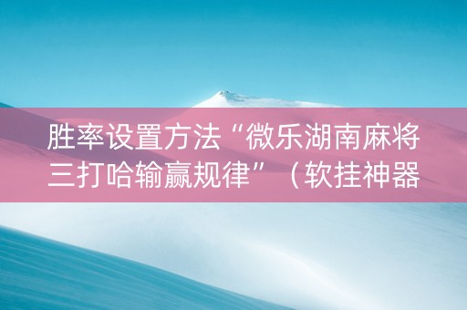 胜率设置方法“微乐湖南麻将三打哈输赢规律”（软挂神器)