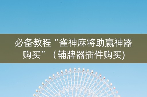 必备教程“雀神麻将助赢神器购买”（辅牌器插件购买)