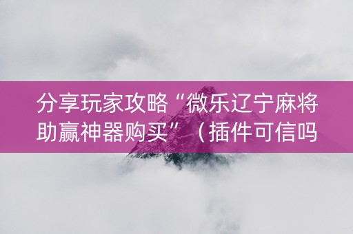 分享玩家攻略“微乐辽宁麻将助赢神器购买”（插件可信吗)