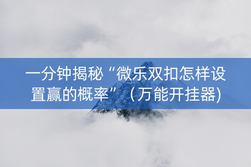 一分钟揭秘“微乐双扣怎样设置赢的概率”（万能开挂器)