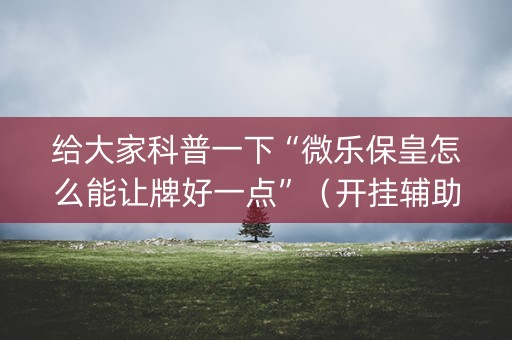 给大家科普一下“微乐保皇怎么能让牌好一点”（开挂辅助脚本)