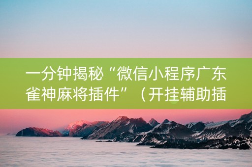 一分钟揭秘“微信小程序广东雀神麻将插件”（开挂辅助插件)