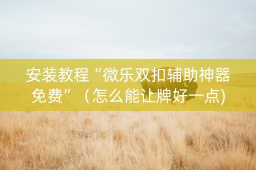 安装教程“微乐双扣辅助神器免费”（怎么能让牌好一点)