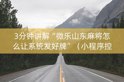3分钟讲解“微乐山东麻将怎么让系统发好牌”（小程序控牌器)