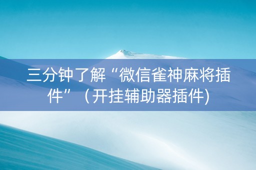 三分钟了解“微信雀神麻将插件”（开挂辅助器插件)