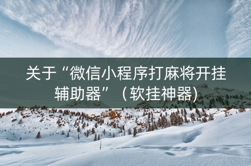 关于“微信小程序打麻将开挂辅助器”（软挂神器)