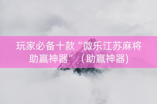 玩家必备十款“微乐江苏麻将助赢神器”（助赢神器)