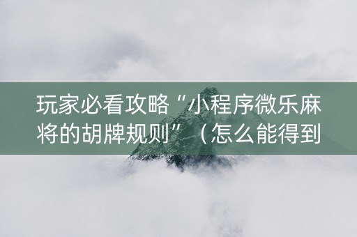 玩家必看攻略“小程序微乐麻将的胡牌规则”（怎么能得到好牌)