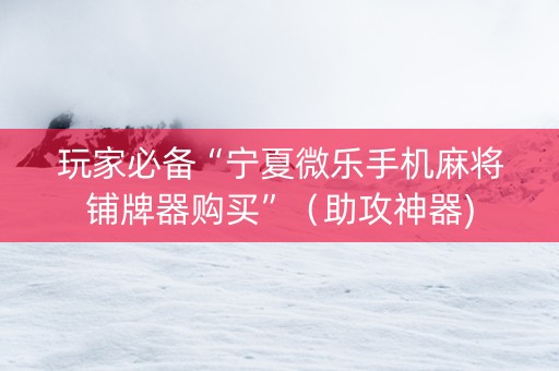 玩家必备“宁夏微乐手机麻将铺牌器购买”（助攻神器)