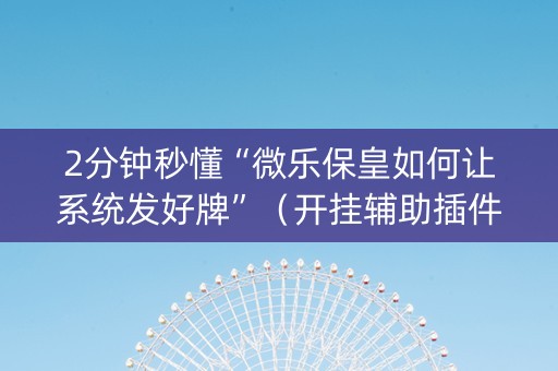 2分钟秒懂“微乐保皇如何让系统发好牌”（开挂辅助插件)