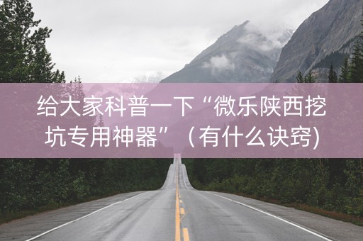 给大家科普一下“微乐陕西挖坑专用神器”（有什么诀窍)