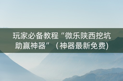 玩家必备教程“微乐陕西挖坑助赢神器”（神器最新免费)