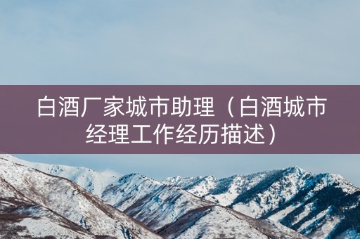 白酒厂家城市助理（白酒城市经理工作经历描述）
