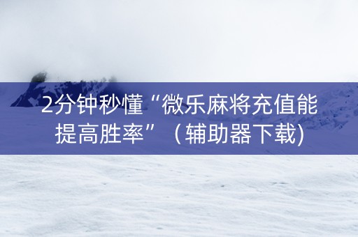2分钟秒懂“微乐麻将充值能提高胜率”（辅助器下载)