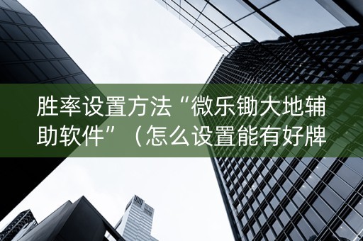 胜率设置方法“微乐锄大地辅助软件”（怎么设置能有好牌)
