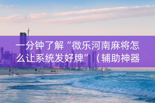 一分钟了解“微乐河南麻将怎么让系统发好牌”（辅助神器免费)