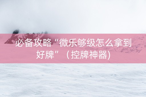 必备攻略“微乐够级怎么拿到好牌”（控牌神器)
