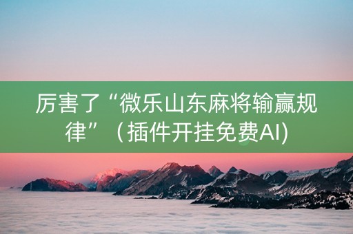 厉害了“微乐山东麻将输赢规律”（插件开挂免费AI)