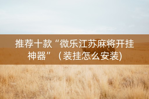 推荐十款“微乐江苏麻将开挂神器”（装挂怎么安装)