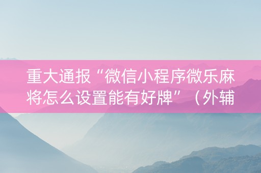重大通报“微信小程序微乐麻将怎么设置能有好牌”（外辅工具)