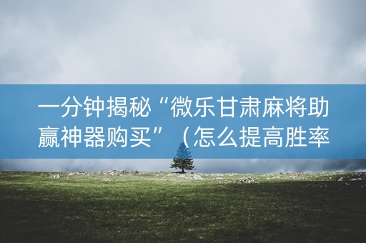 一分钟揭秘“微乐甘肃麻将助赢神器购买”（怎么提高胜率)