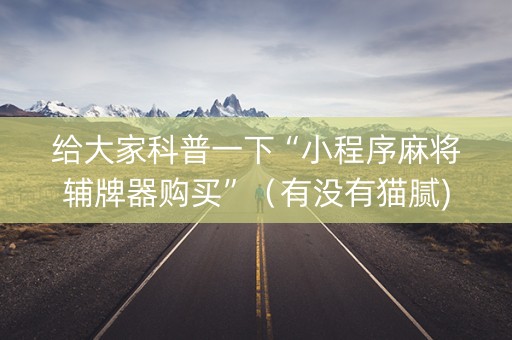 给大家科普一下“小程序麻将辅牌器购买”（有没有猫腻)