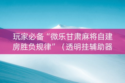 玩家必备“微乐甘肃麻将自建房胜负规律”（透明挂辅助器)