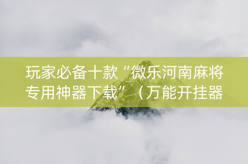 玩家必备十款“微乐河南麻将专用神器下载”（万能开挂器)