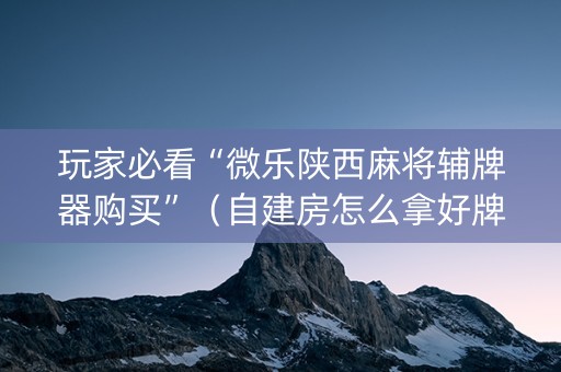 玩家必看“微乐陕西麻将辅牌器购买”（自建房怎么拿好牌)