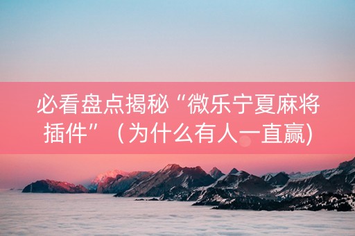 必看盘点揭秘“微乐宁夏麻将插件”（为什么有人一直赢)