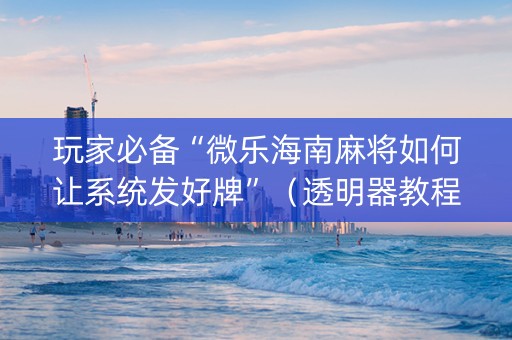 玩家必备“微乐海南麻将如何让系统发好牌”（透明器教程)