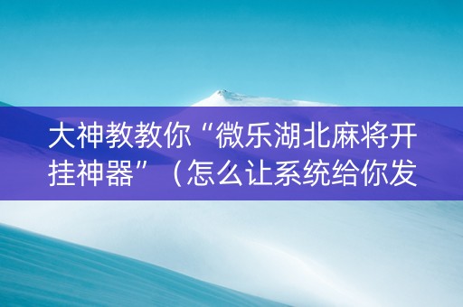 大神教教你“微乐湖北麻将开挂神器”（怎么让系统给你发好牌)