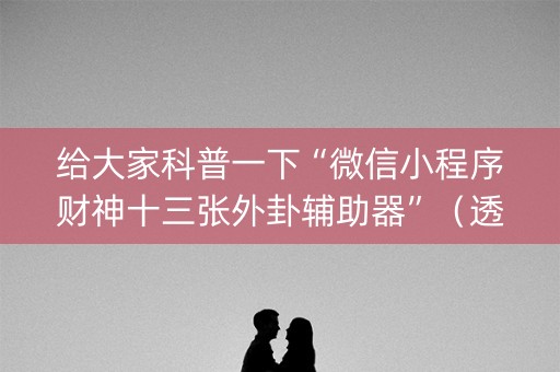 给大家科普一下“微信小程序财神十三张外卦辅助器”（透明器教程)