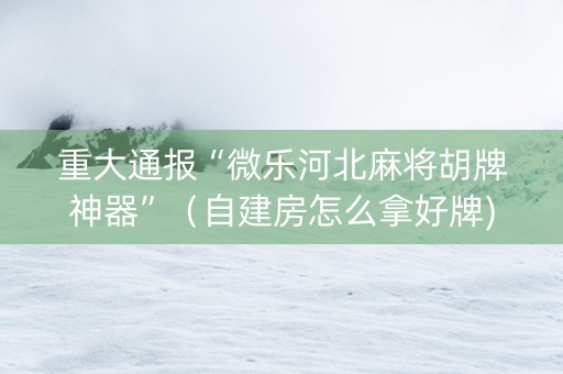 重大通报“微乐河北麻将胡牌神器”（自建房怎么拿好牌)