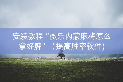 安装教程“微乐内蒙麻将怎么拿好牌”（提高胜率软件)