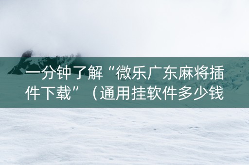 一分钟了解“微乐广东麻将插件下载”（通用挂软件多少钱)