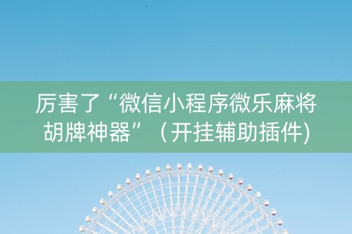 厉害了“微信小程序微乐麻将胡牌神器”（开挂辅助插件)