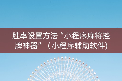 胜率设置方法“小程序麻将控牌神器”（小程序辅助软件)