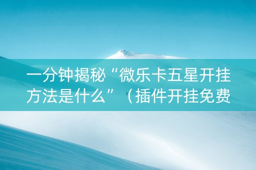 一分钟揭秘“微乐卡五星开挂方法是什么”（插件开挂免费AI)